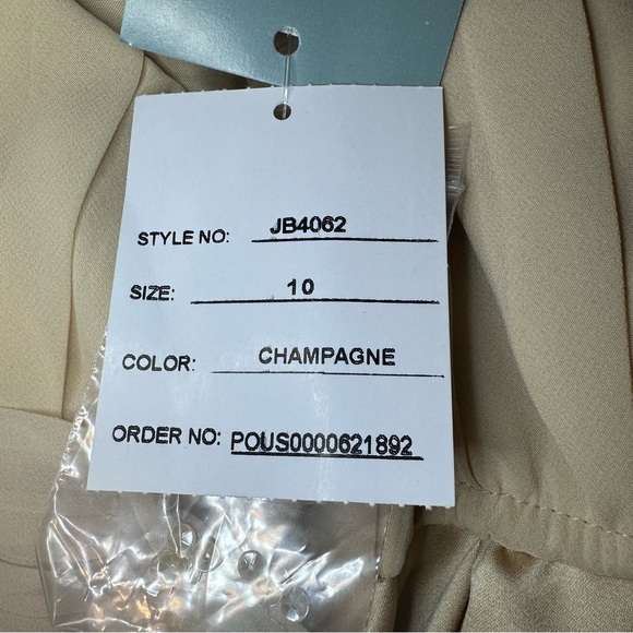 NWT DAVID'S BRIDAL satin and chiffon ball gown with ruched waist champagne sz 10 - Picture 10 of 15